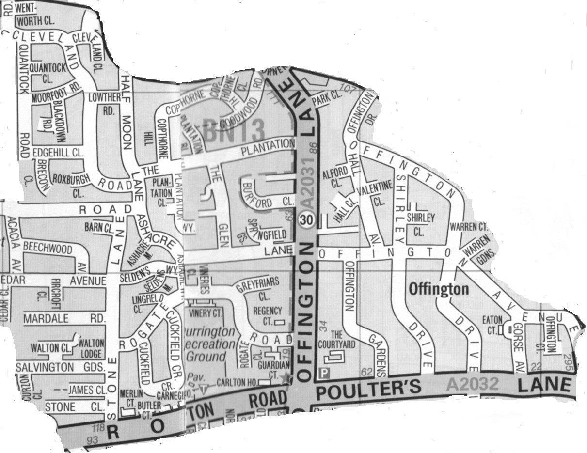 Worthing Direct Leaflet Distribution Services - Offington delivery area map